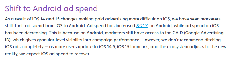shift to android ad spend