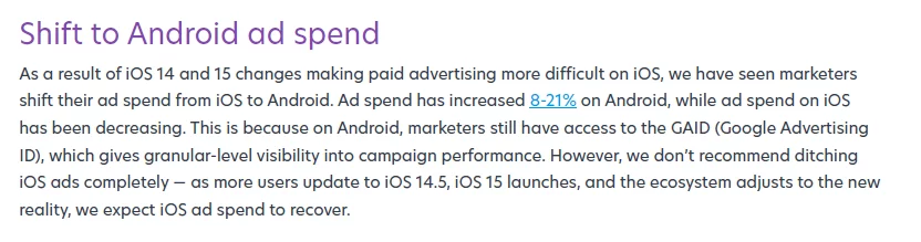 shift to android ad spend